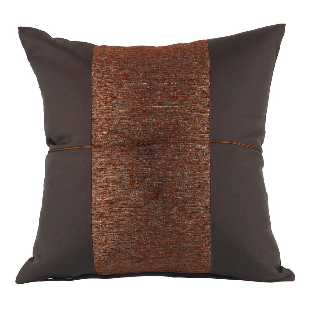 3087 Silk Throw Pillow Cover, Brown, 16 inch, Dupioni Style Accent Cushion